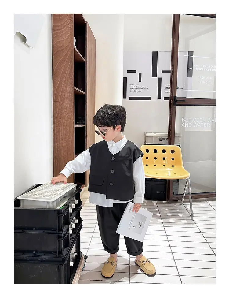 Boys 3-Piece Streetwear Clothing Set — Vest, Top & Pants