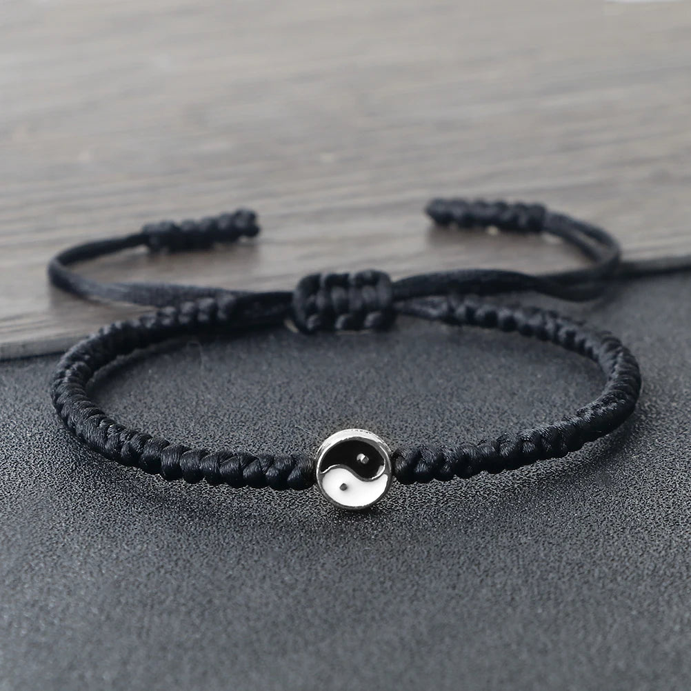 Yin Yang Tai Chi Pendant Bracelets For Men Women Handmade Adjustable Rope Couple Bracelets Fashion Friendship Jewelry Gifts