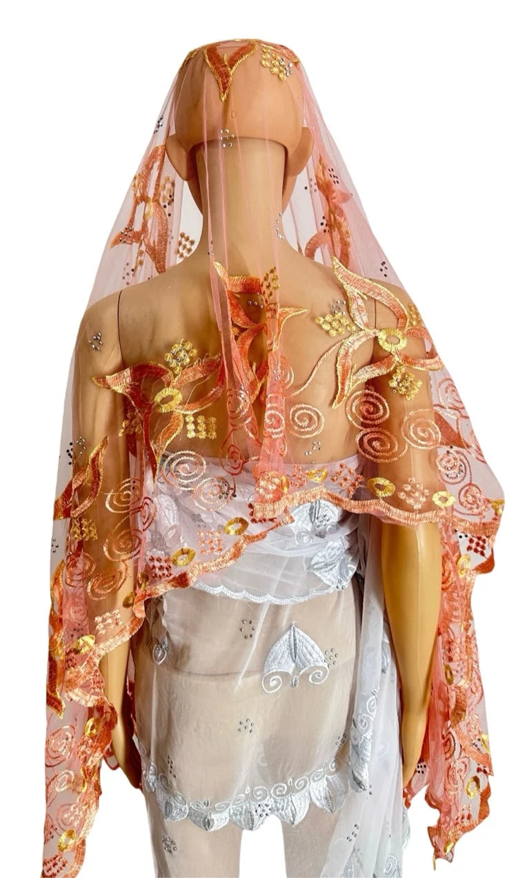 Women's Embroidered Voile Hijab Scarf