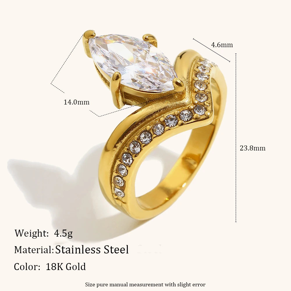 Shining Zircon Stainless Steel Women’s Ring – Fashion Jewelry