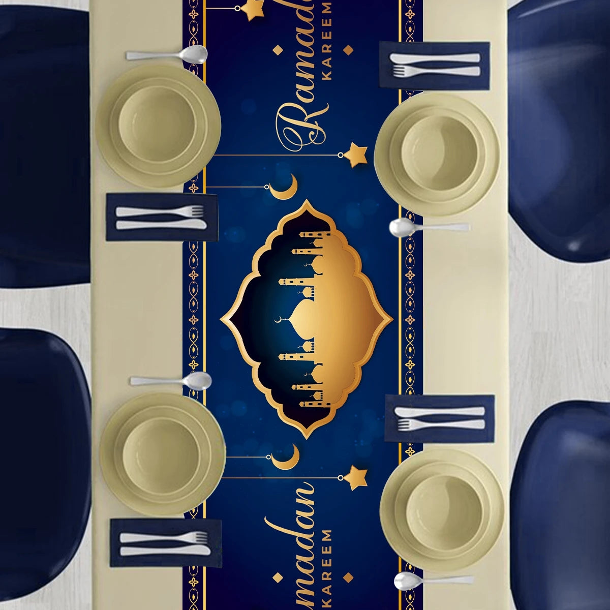 Ramadan Decoration Table Runner EID Mubarak Decor 2025  Home Tablecloth Ramadan Kareem Islamic Muslim Party Eid Al-Fitr Gifts