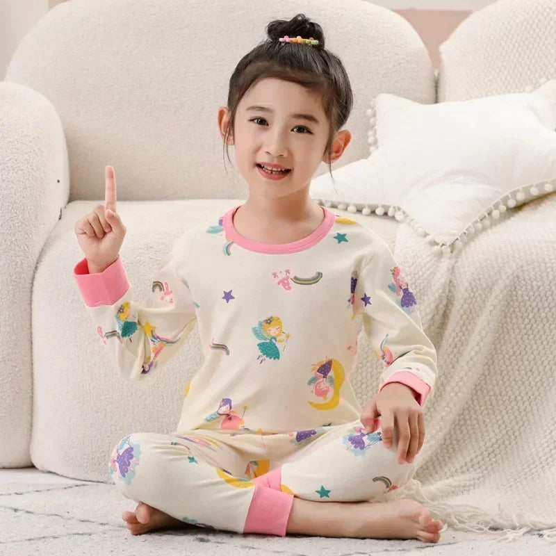 Kids Pajamas Set, 100% Cotton Soft Long Sleeve Sleepwear for Toddlers & Children Ages 2–13, Astronaut Print