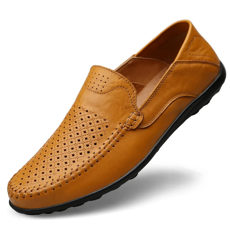 Men’s Genuine Leather Loafers – Italian-Style Breathable Slip-On Dress Shoes | Casual & Formal Fit, Plus Sizes