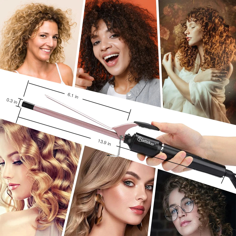 9mm Ceramic Curling Wand Hair Curler – Tourmaline Barrel with Constant Temperature for Professional Salon Styling