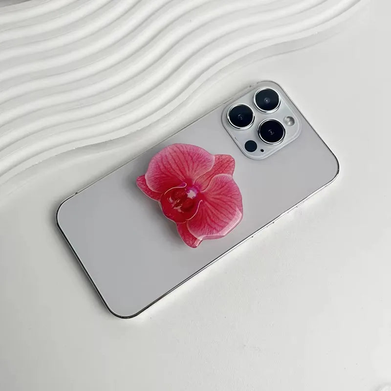 Acrylic Orchid Folding Ring Phone Holder — Grip Stand & Desktop Support