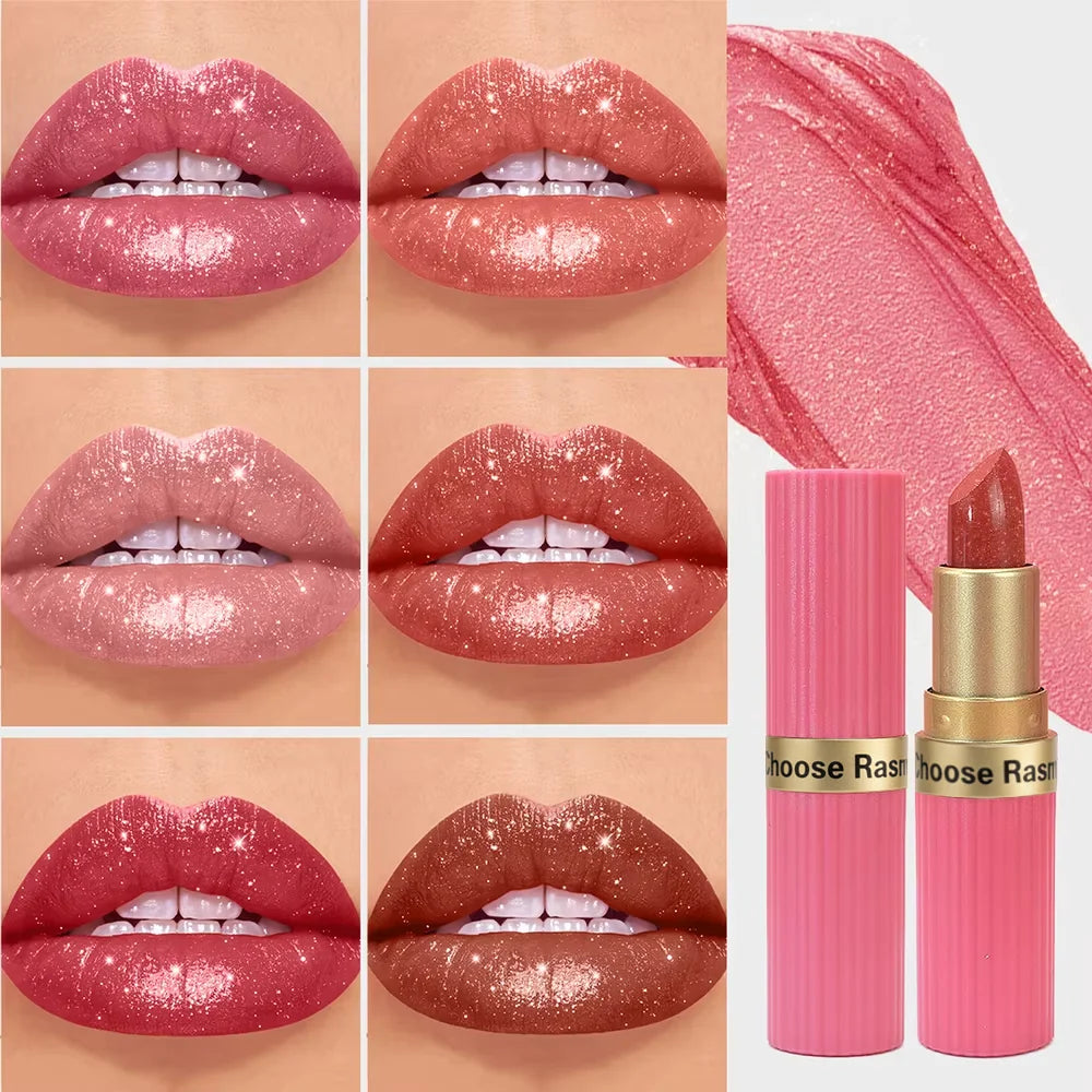 Pearlescent Velvet Lipstick – Long-Lasting Metallic Shimmer Finish, Waterproof Makeup