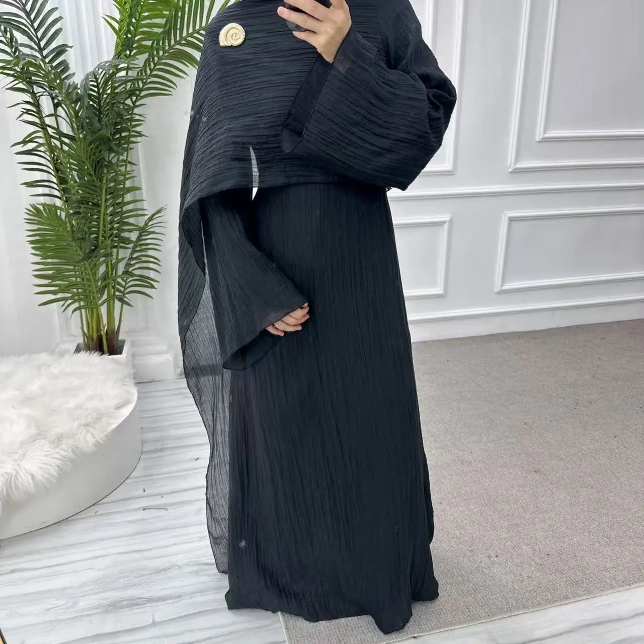 Women’s Two-Piece Modest Cardigan Set – Elegant Middle East Islamic Abaya Dress for Ramadan & Eid