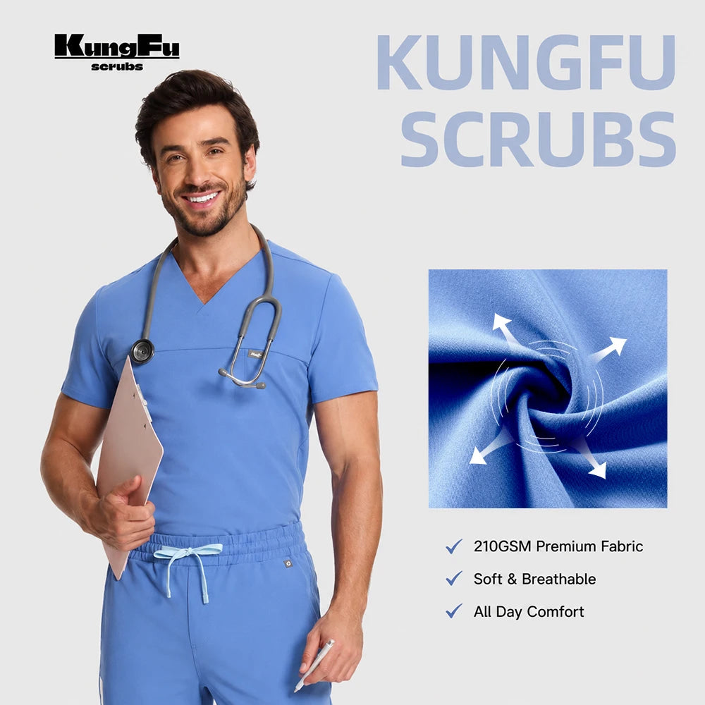 Men's Antibacterial Surgical Scrubs Set — Soft Breathable 2-Piece Medical Uniform