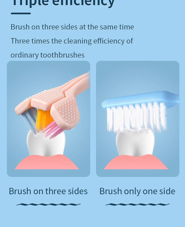 Three-Sided Toothbrush with Soft Ultra-Fine Bristles – Complete Oral Care & Gentle Teeth Cleaning
