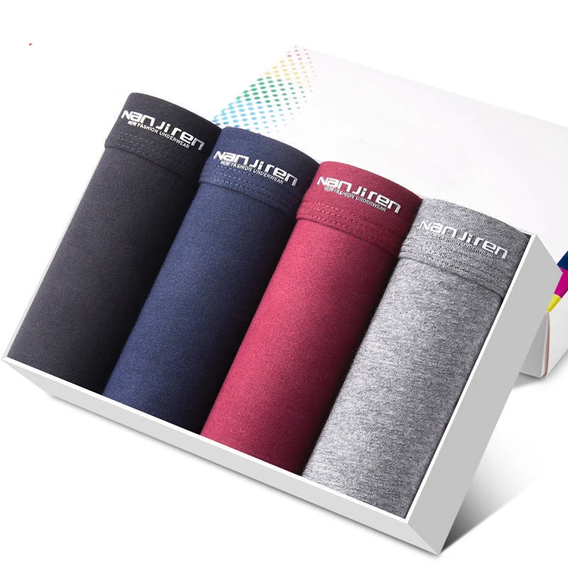 4-Pack Men's Cotton Boxer Shorts with Print Design