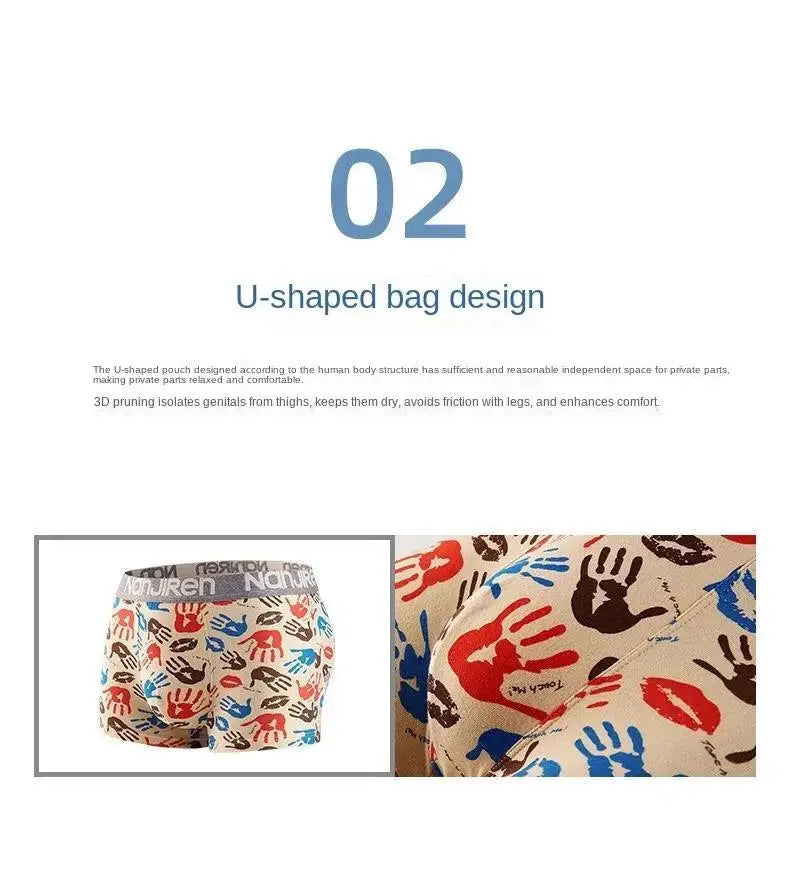 4-Pack Men's Cotton Boxer Shorts with Print Design