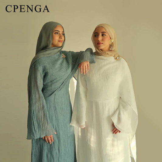 Women’s Two-Piece Modest Cardigan Set – Elegant Middle East Islamic Abaya Dress for Ramadan & Eid