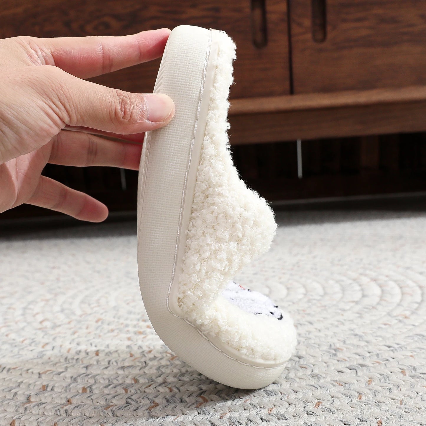 Winter Fur Slippers – Cozy Non-Slip Indoor Home Shoes with Thick Velvet Sole