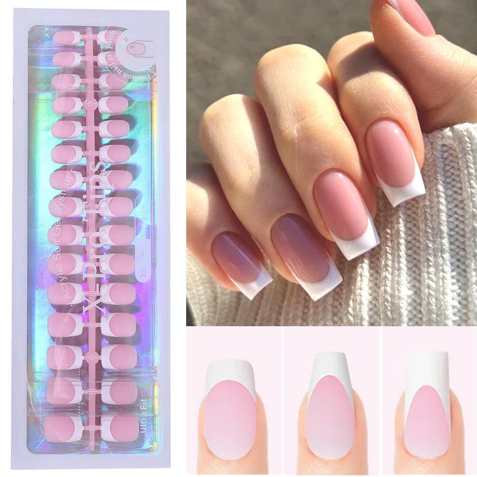 150–160pcs Short Square Press-On Nails – Soft Gel False Nail Tips for Manicure, Y2K Style Artificial Nails for Women