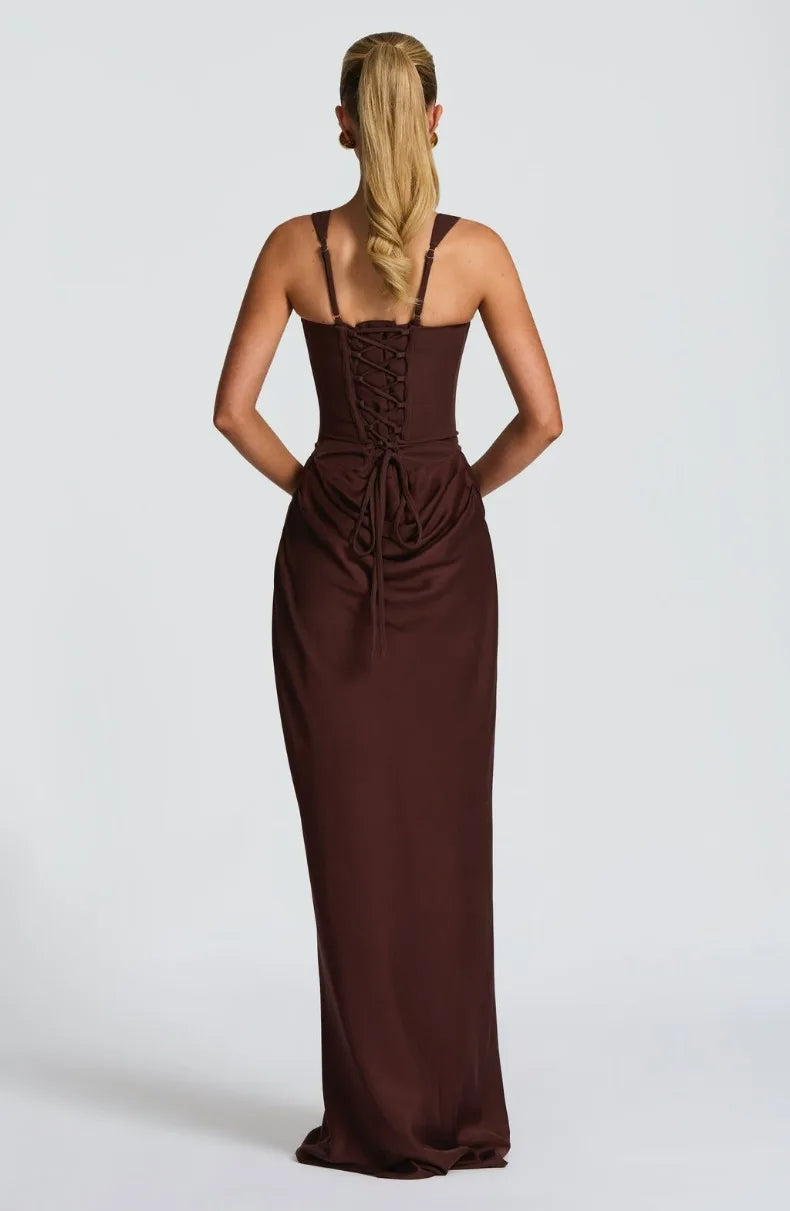 Fishbone Strap Evening Dress