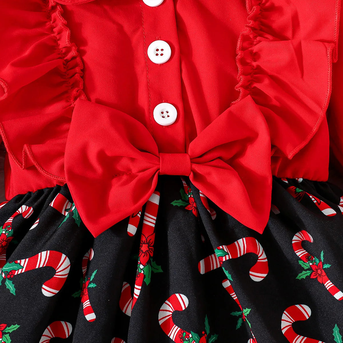 Baby Girl New Year Dress – Green Christmas Tree Print Outfit, “My First New Year” Costume for Newborns & Toddlers