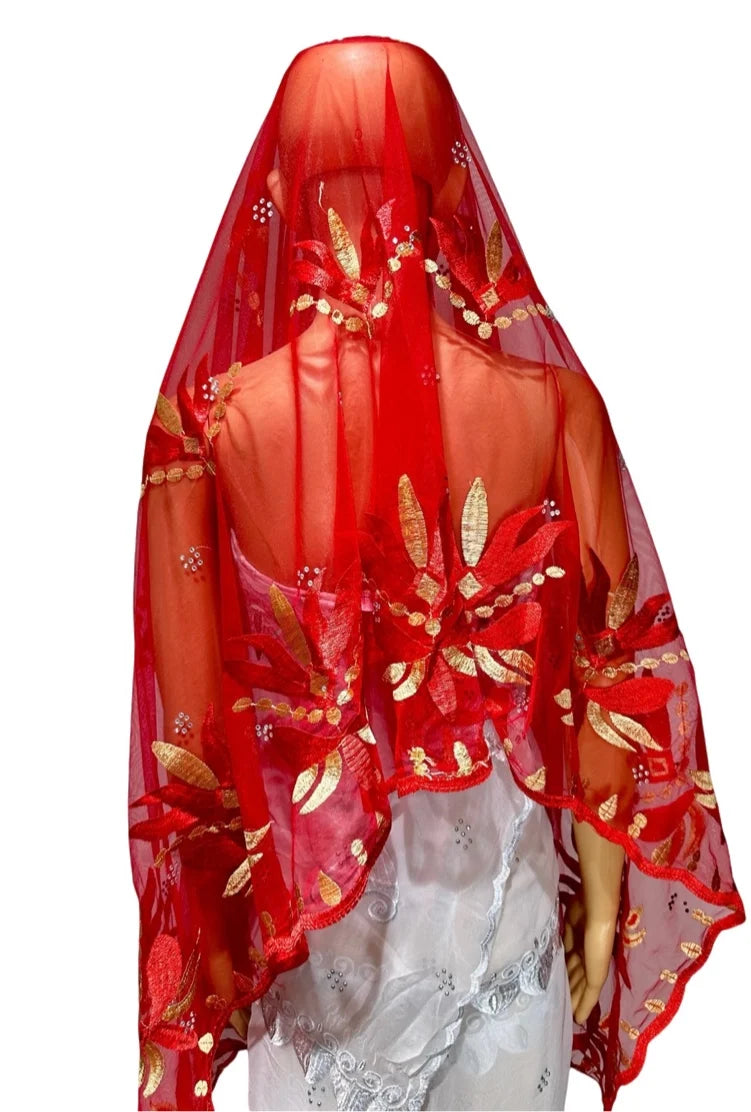Women's Embroidered Voile Hijab Scarf