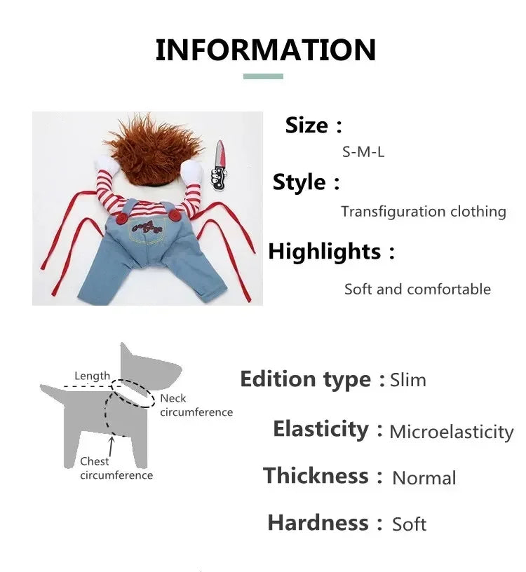 Halloween Stuffed-Body Pet Costume with Wig Hat