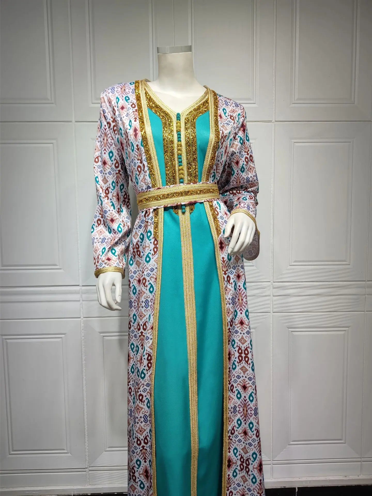 2026 Women’s Two-Piece Dress Set – Modest Islamic Long Maxi Dress, Elegant Rhinestone Embellished Outfit, Luxury Muslim Fashion for Party, Evening & Casual Wear