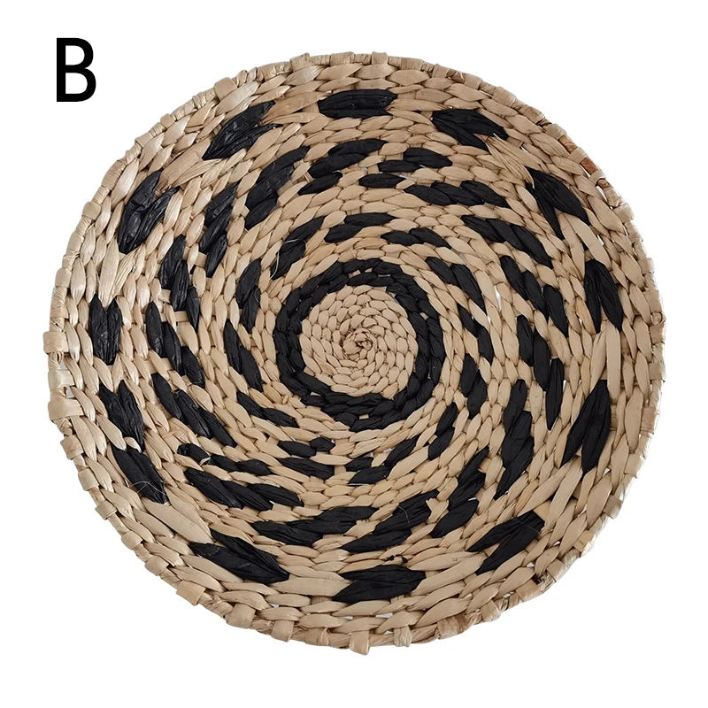 Straw Woven Tray Wall Decor Hanging Plate Round Fruit Storage Basket Bohemian Home Decoration Rattan DIY Crafts Gifts