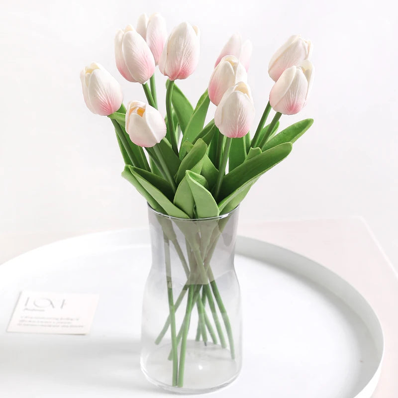 10Pcs Of Artificial Plant Tulip Soft Pole Room Dining Table Decoration Wedding Party Garden DIY Christmas Anniversary Decor