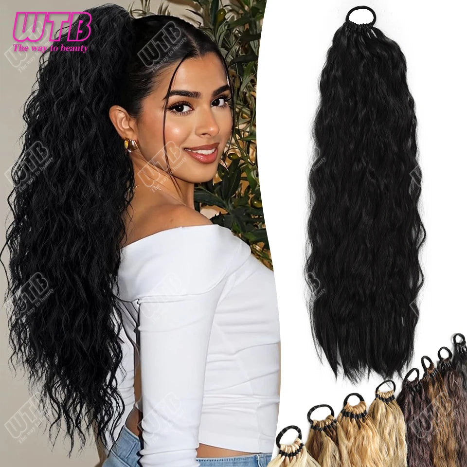 24-Inch Synthetic Braided Wig – Corn Perm Curly Ponytail, Lightweight & Natural Look for Daily Wear
