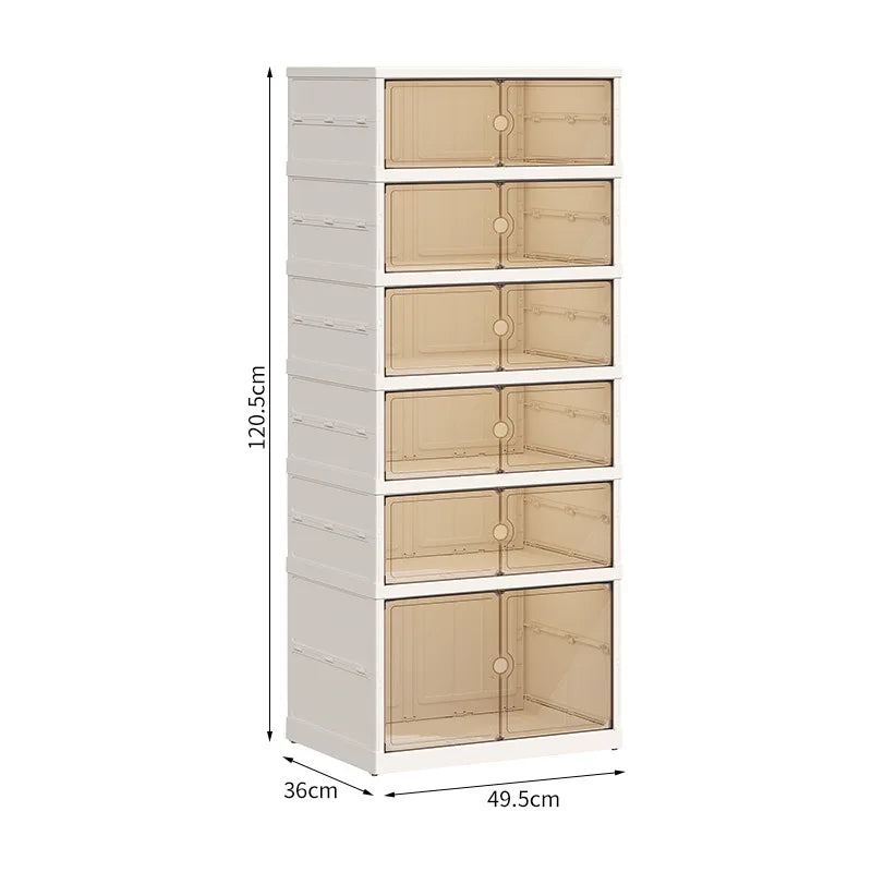 Foldable Shoe Storage Cabinet with Transparent Doors