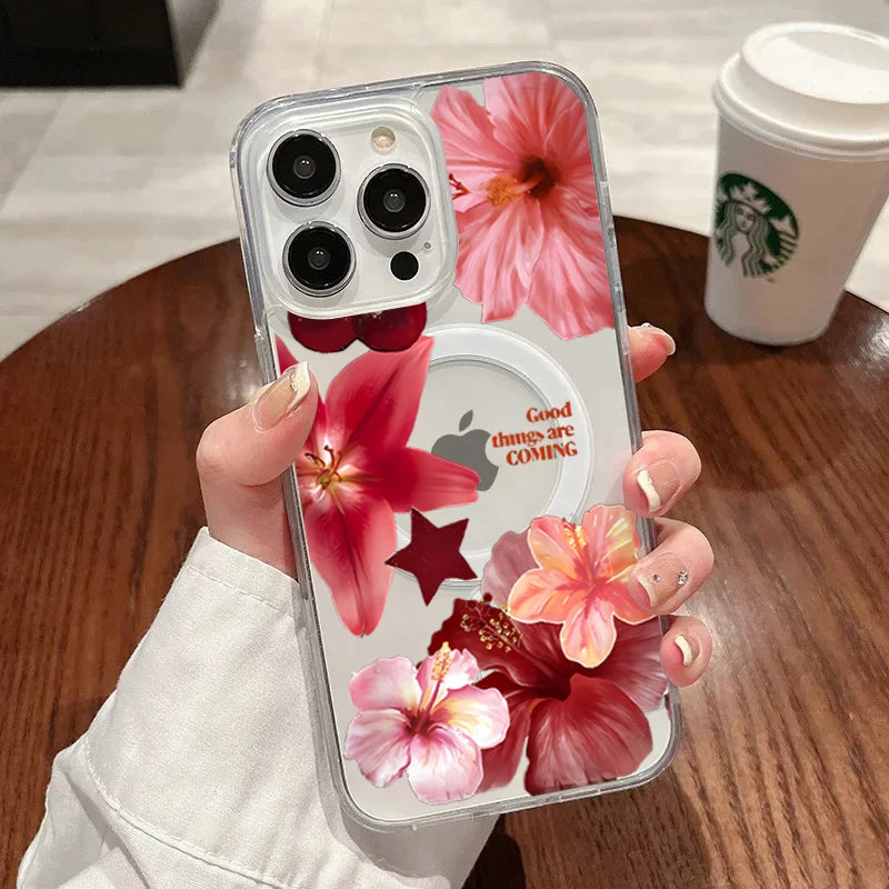 Elegant Blue Lily Pattern Silicone Phone Case
