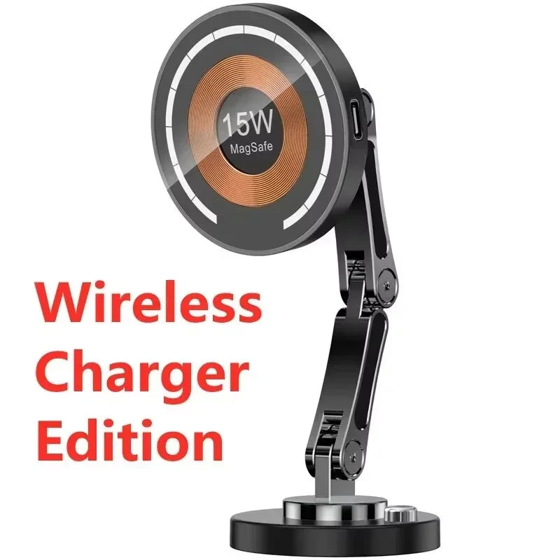 15W Magnetic Wireless Car Charger Mount – Strong MagSafe Phone Holder with 360° Rotation & Fast Charging for iPhone 15/14/13/12