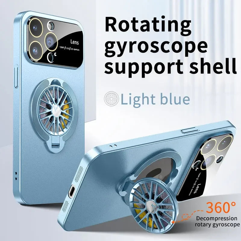 MagSafe Rotating Gyro Stand Phone Case with Camera Lens Protection for iPhone 16/15/14/13/12/11 Pro Max & Plus