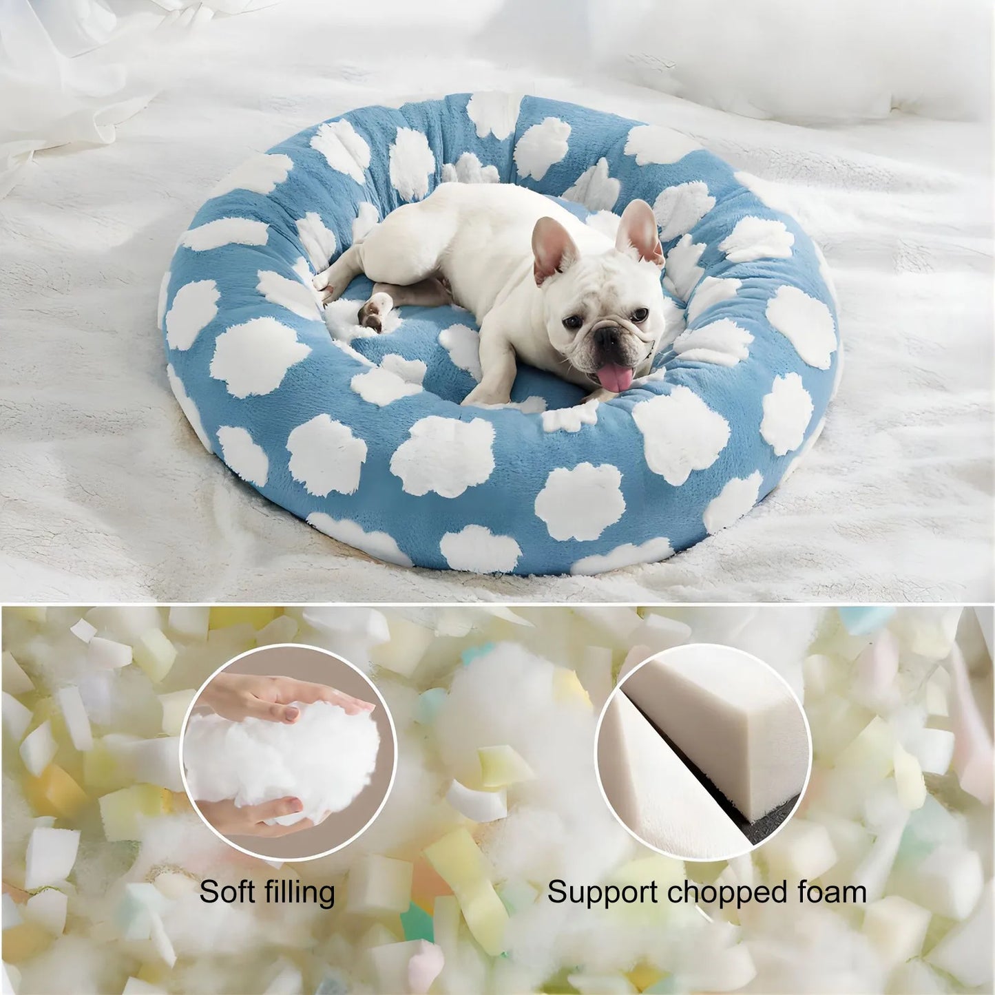 Washable Orthopedic Dog Bed for Small Dogs, Soft Plush Pet Sofa, Cozy Puppy Bed with Non-Slip Bottom