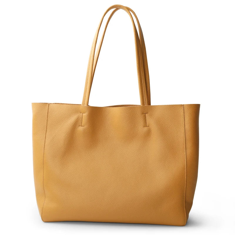 Women’s Casual Leather Tote Bag – Large Soft Cowhide Shoulder Purse for Shopping & Travel
