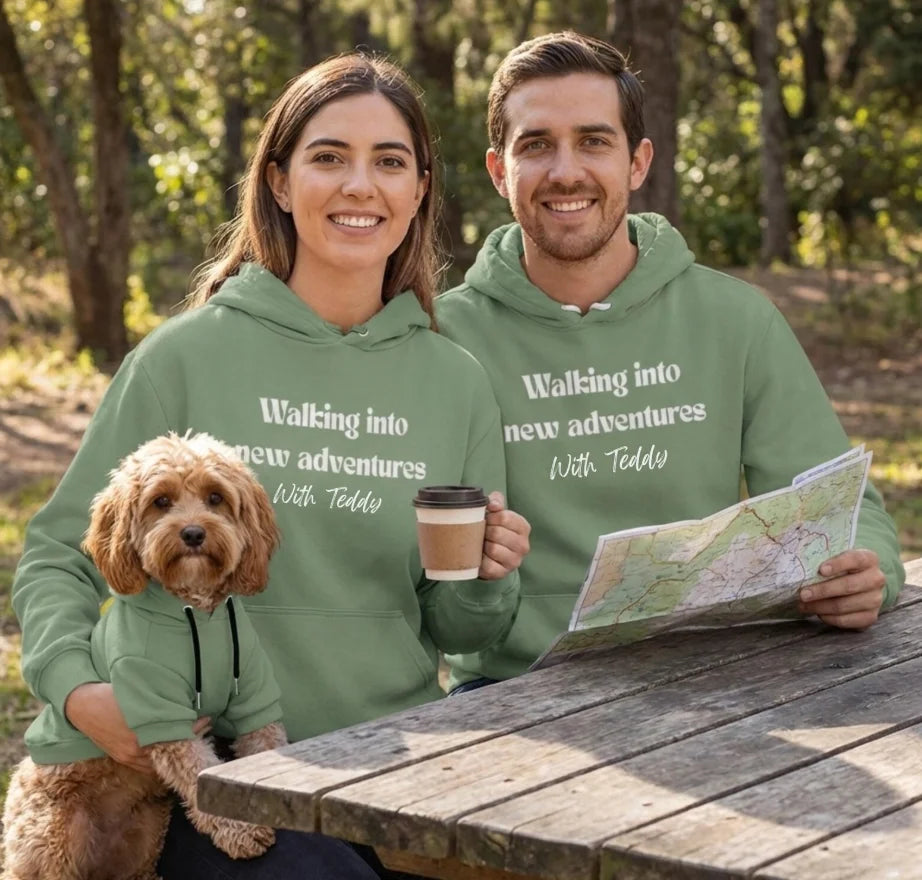 Pet and Owner Matching Hoodie Set — Custom Embroidered Dog Mom Sweatshirt