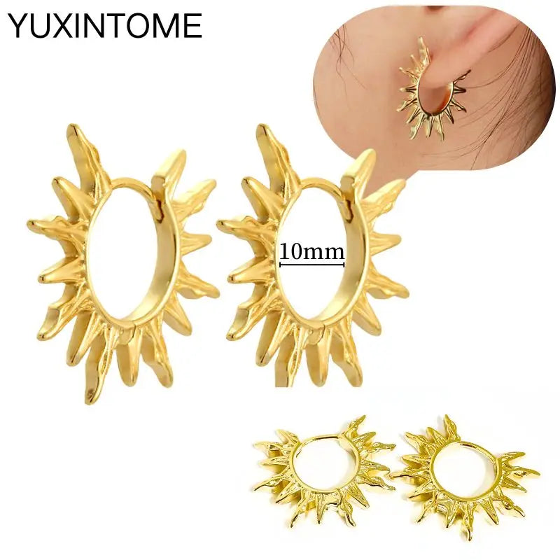 925 Sterling Silver Multi-Turn Hoop Earrings with White Zircon, Fashion Punk Jewelry for Women