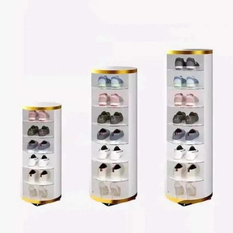 Multi-Layer Rotating Round Shoe Cabinet – Steel Frame Dustproof Shoe Storage Rack with Large Capacity Entryway Organizer