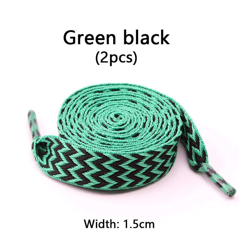 Flat Wavy Shoelaces for Sneakers – Trendy Wide Replacement Shoe Laces for Casual, Sport & Streetwear Shoes (1.5cm / 2cm / 3cm Widths)