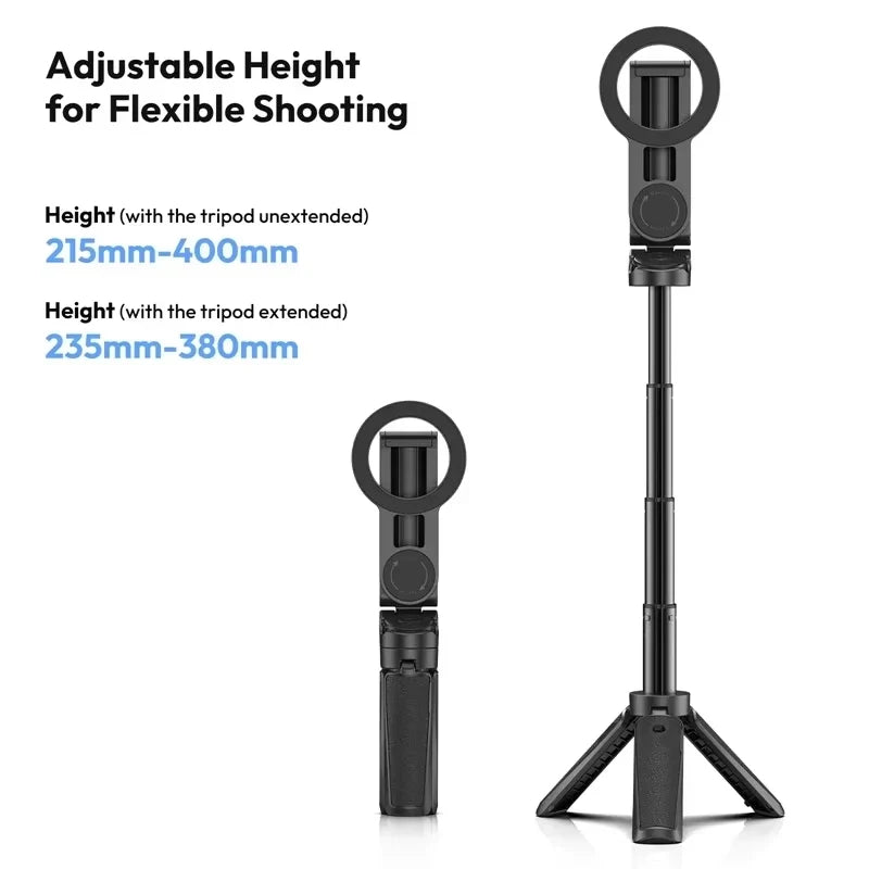 Magnetic Wireless Phone Grip & Selfie Stick Tripod – Compatible with iPhone 16/15/14/13/12 Pro Max & Samsung