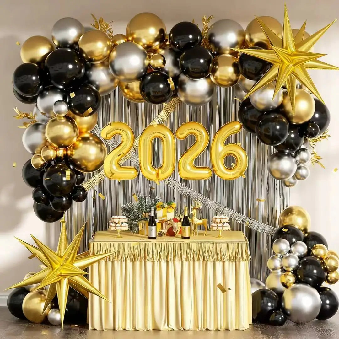 129-Piece Festive Balloon Arch & Wreath Decoration Set – Party Decor for New Year, Christmas & Birthday Celebrations