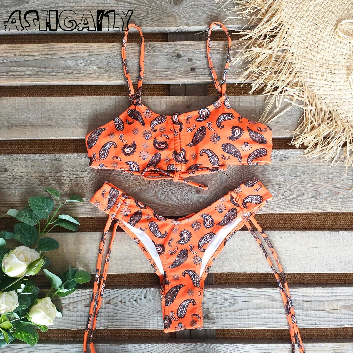 Women’s Printed Bikini Set – Halter Backless Swimwear, Beachwear, Biquini