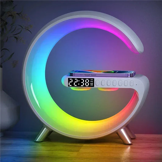 Multifunction Wireless Charger Stand Bluetooth 5.0 Speaker FM TF RGB Night Light Fast Charging Station for iPhone Samsung Xiaomi