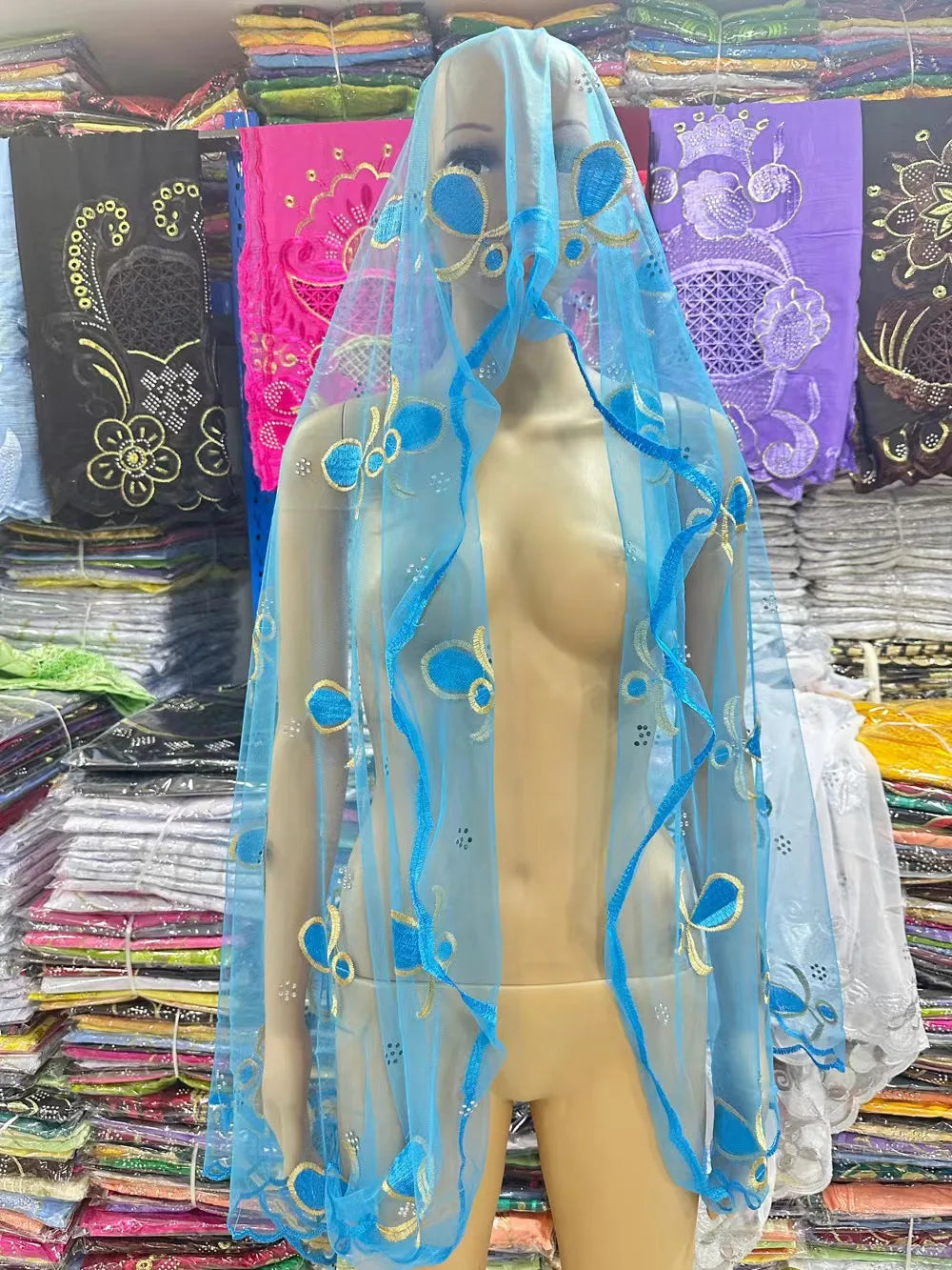 Women's Embroidered Voile Hijab Scarf