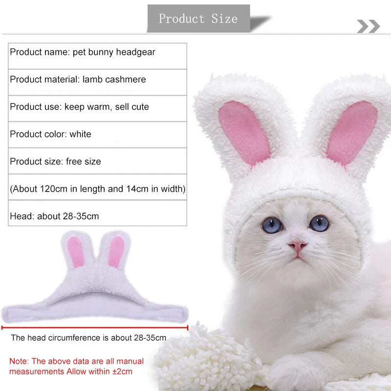 Adorable Bear & Bunny Plush Hat for Cats and Small Dogs – Warm Winter Headwear, Cute Pet Costume Accessory for Christmas and Holidays