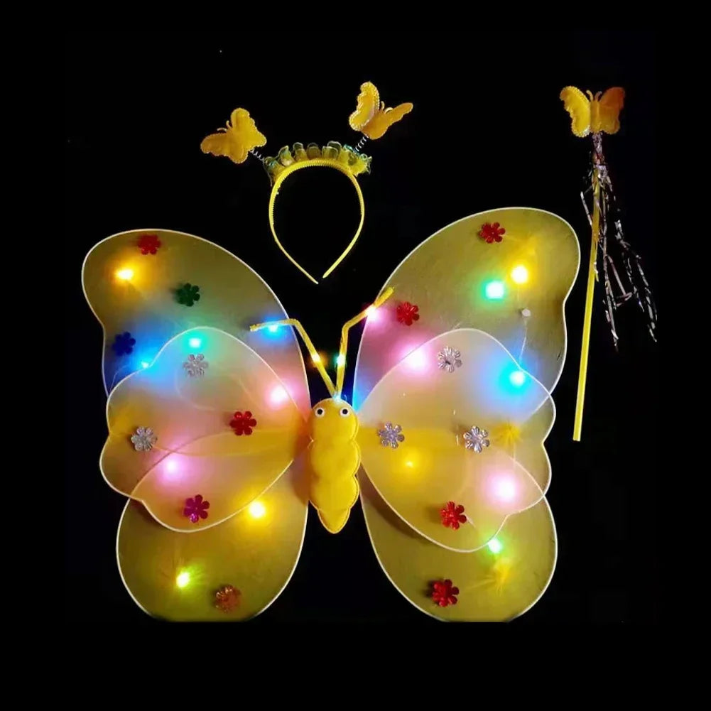 LED Glowing Butterfly Wings Costume Set for Girls