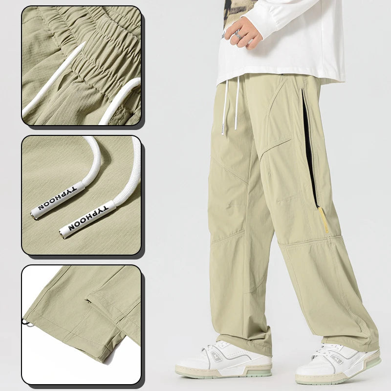 Men’s Casual Pants Loose Fit Straight Leg – Water-Resistant Everyday Trousers Spring Fashion