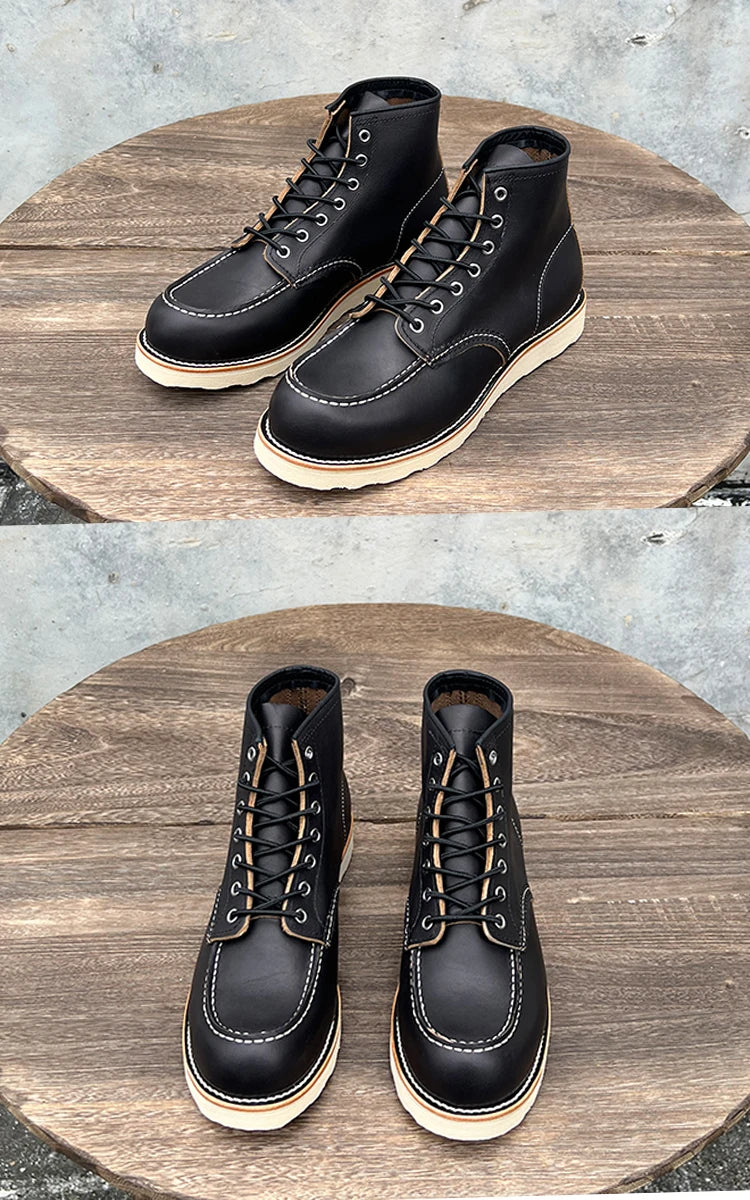 Men’s Leather Work Boots – Durable Full-Grain Leather with Goodyear-Welt Construction