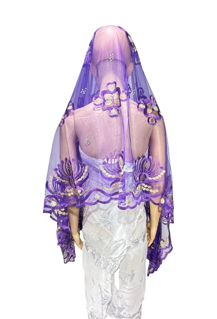 Women's Embroidered Voile Hijab Scarf