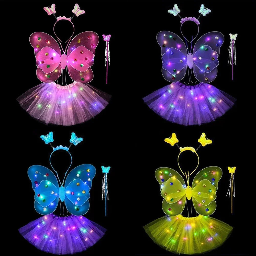 LED Glowing Butterfly Wings Costume Set for Girls