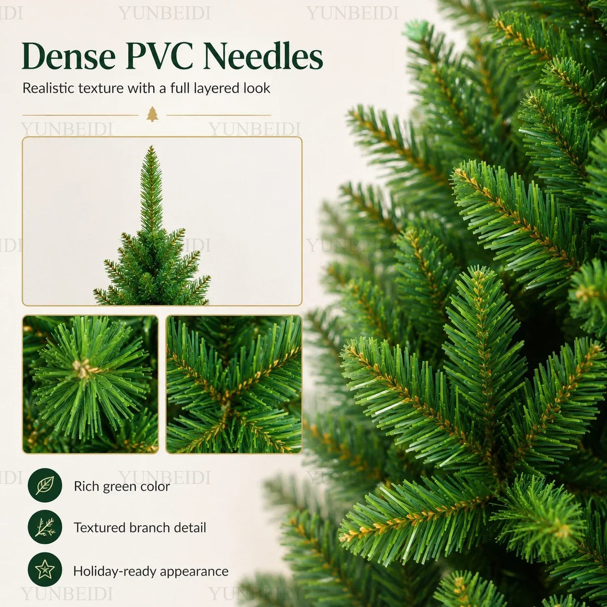 Slim Pencil Artificial Christmas Tree with Metal Stand, 120–210 cm Green PVC Tree with Optional Warm White USB Lights