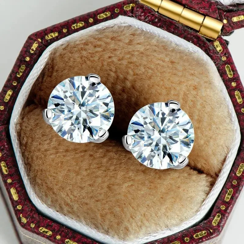 Moissanite Stud Earrings – S925 Sterling Silver Unisex Studs (1–2 CT Options)
