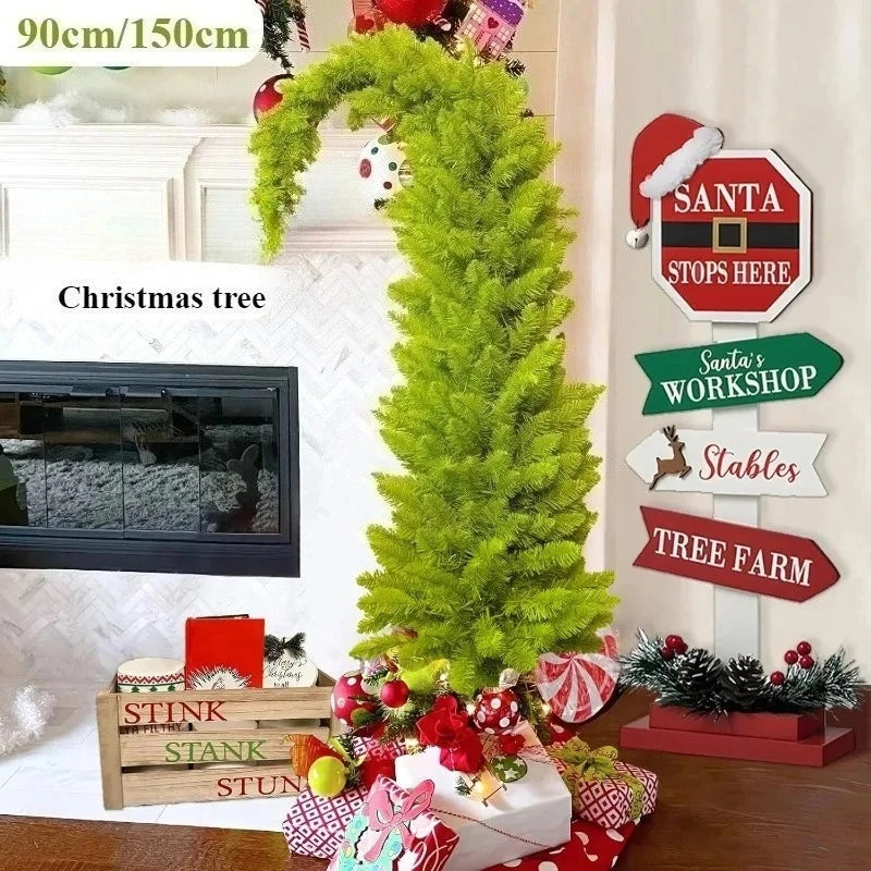 Artificial Christmas Tree with Santa Hat Design – PVC Holiday Decoration (90cm / 150cm)